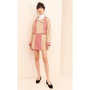 English Factory Tan and Red Trench Coat